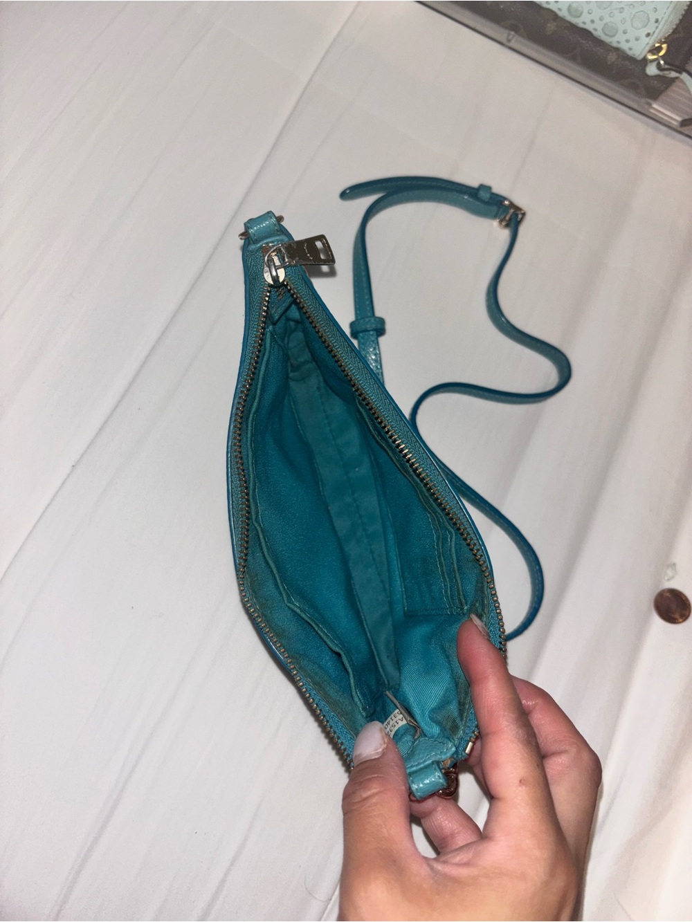 Coach Turquoise Studded Leather Crossbody Bag - Picture 2 of 3